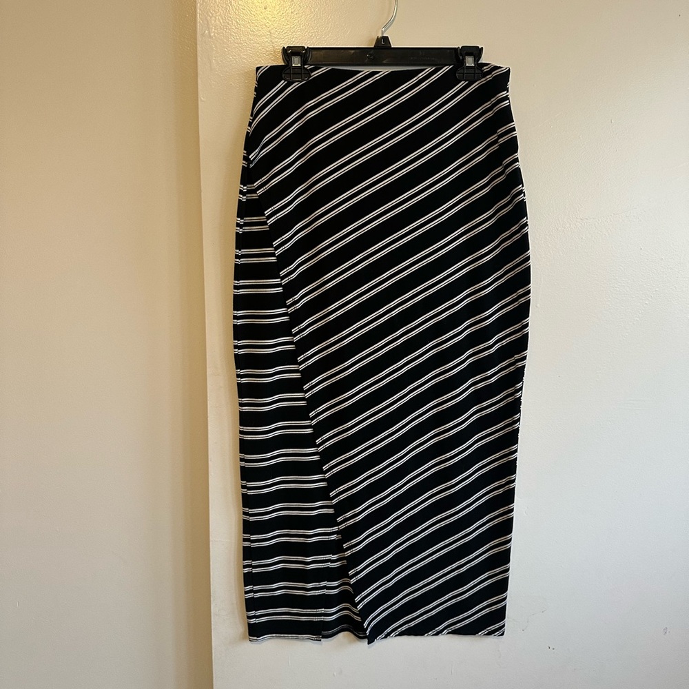 Christopher & Banks Monochrome Striped Pencil Skirt